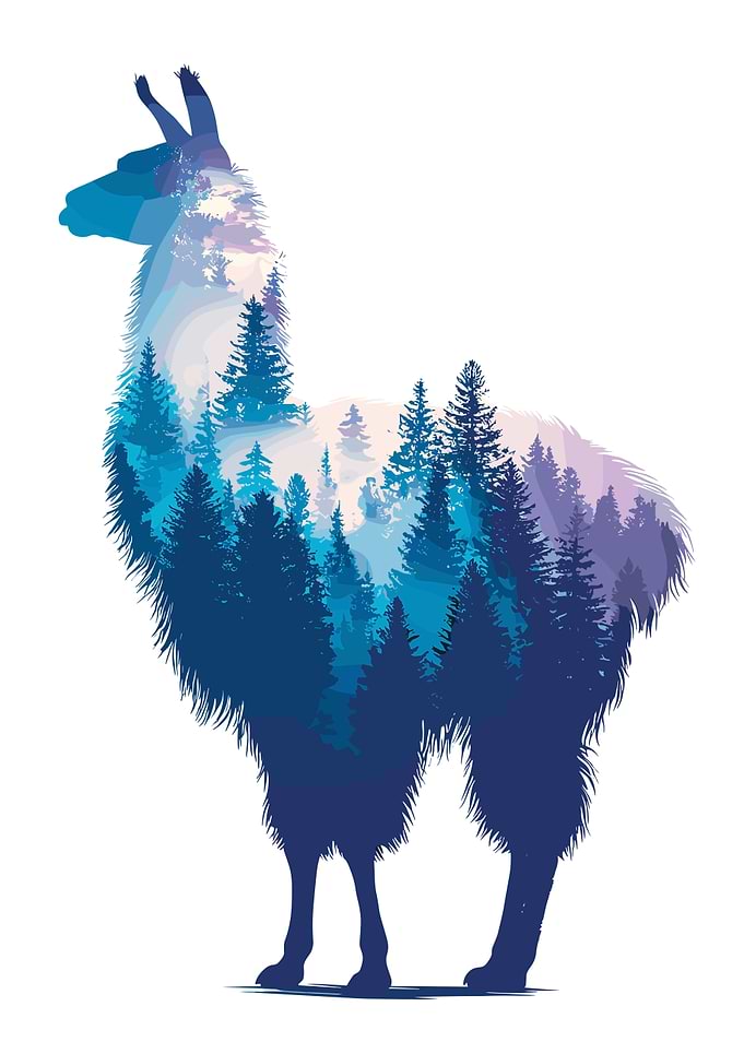 Llama Forest Silhouette