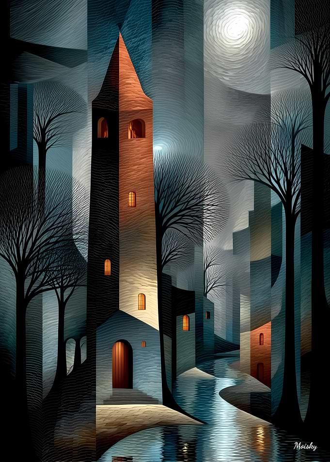 Luminous Tower in the Silent Night