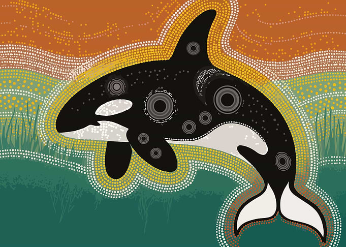 Orca Aboriginal Art Style Illustration