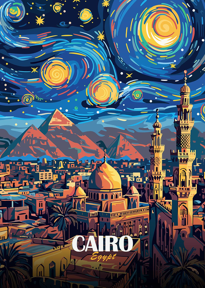 Cairo Egypt Starry Night Art