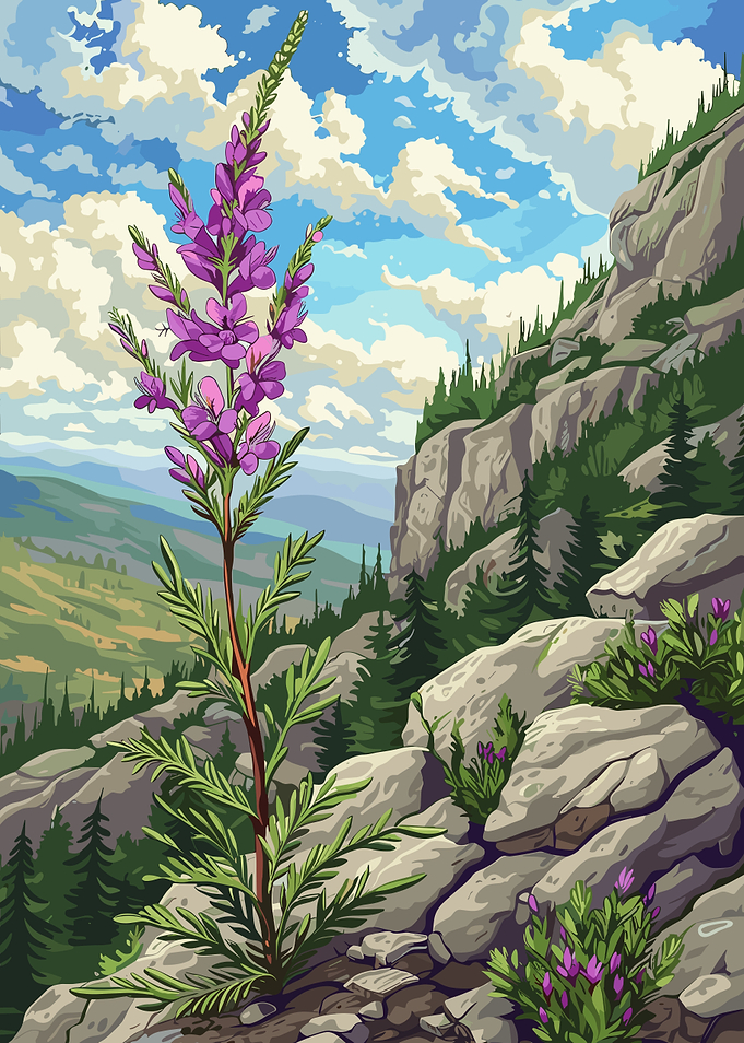 Mountain Flower Landscape Illustration