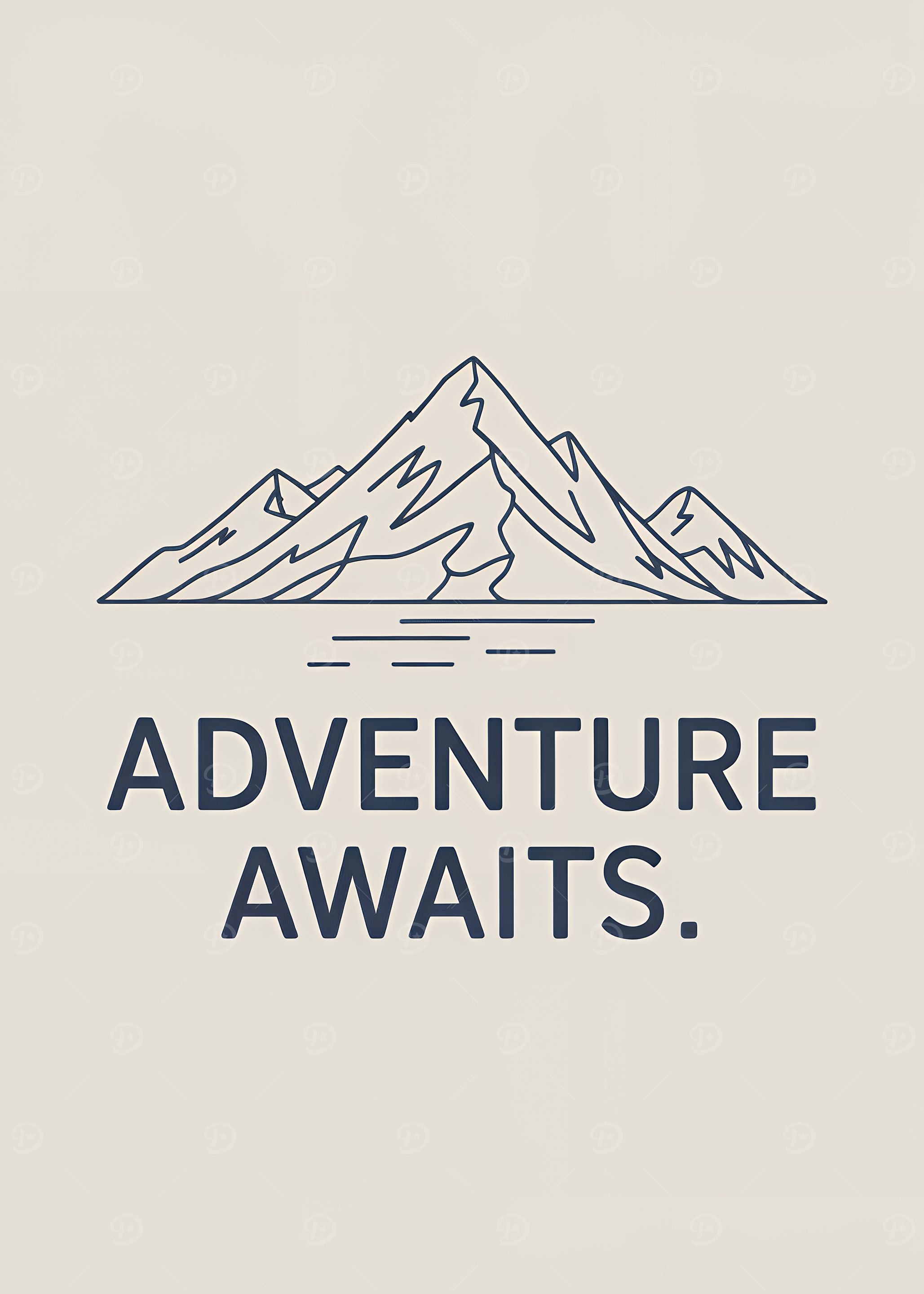 Adventure Awaits Mountain Line Art