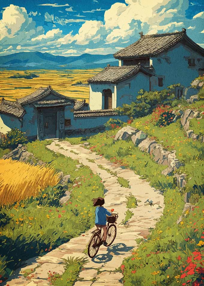 Cycling Through Rural Landscape