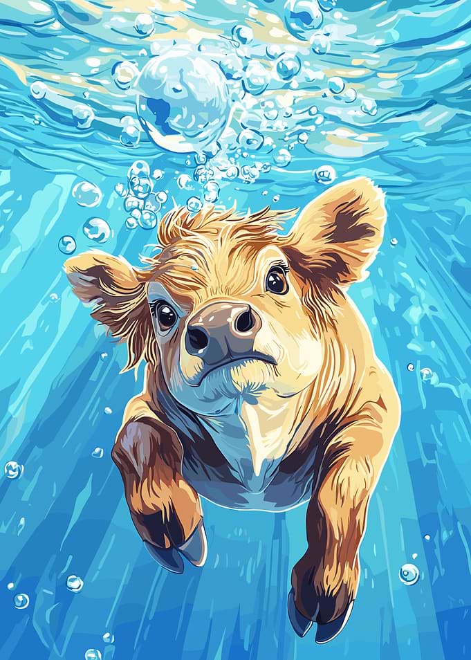 Underwater Cow Portrait