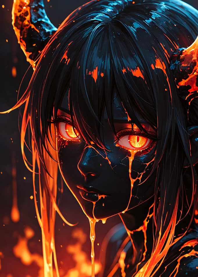 Lava Demon Girl Portrait