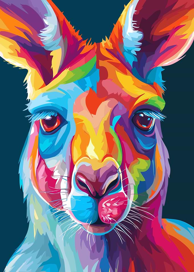 Colorful Kangaroo Portrait