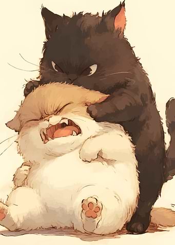 Cartoon Cats Fighting