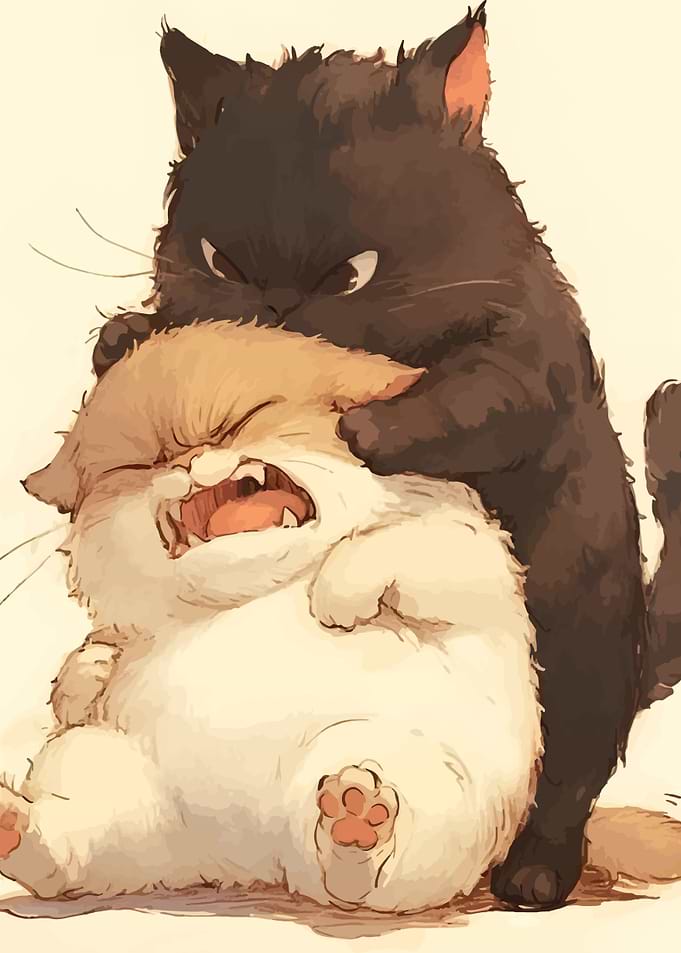 Cartoon Cats Fighting