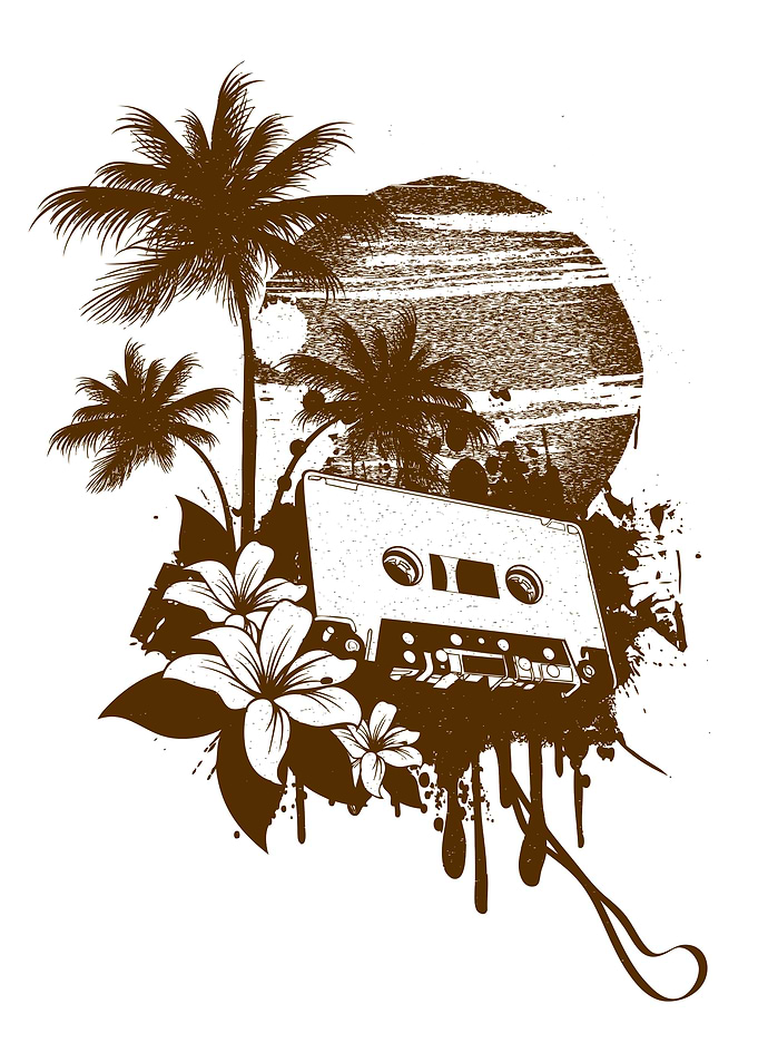 Tropical Cassette Tape Art