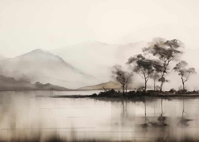 Misty Lake Landscape