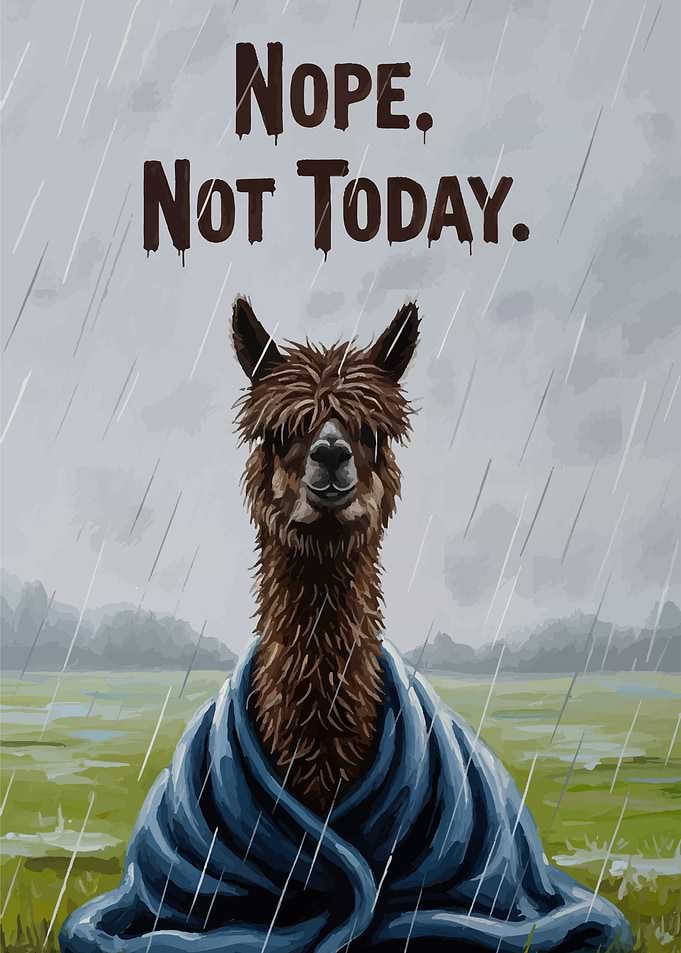 Nope. Not Today. Alpaca in Rain