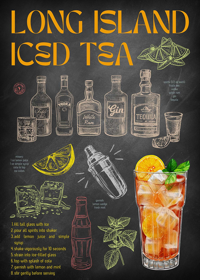 Long Island Iced Tea Chalkboard Art