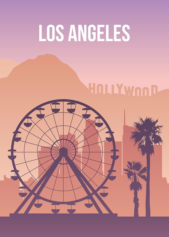 Los Angeles Ferris Wheel Silhouette