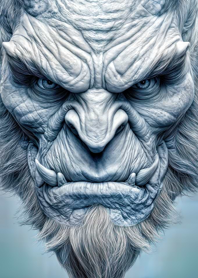 White Werewolf Face Close-Up