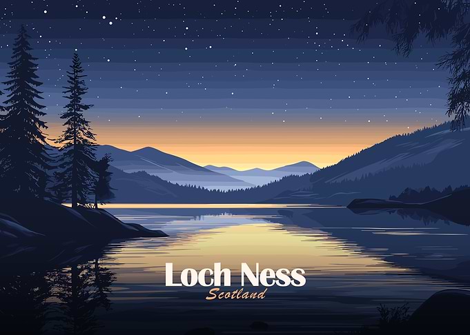 Loch Ness, Scotland at Night