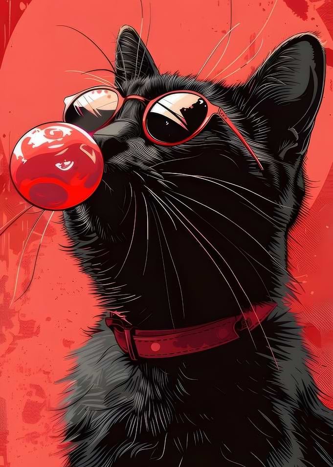 Cool Cat with Bubblegum