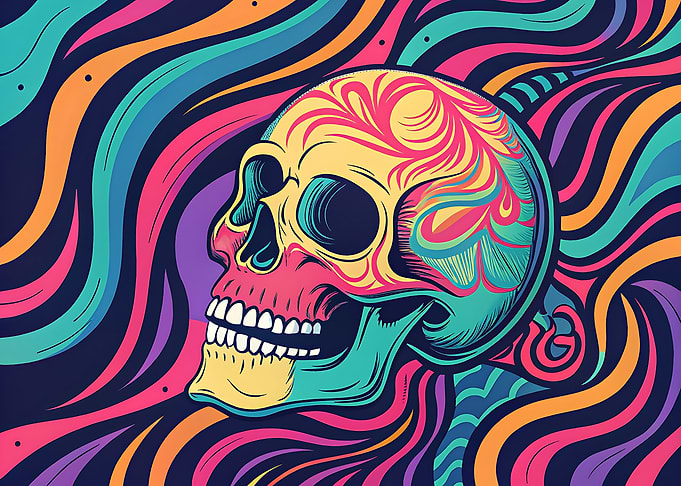 Colorful Skull with Abstract Background