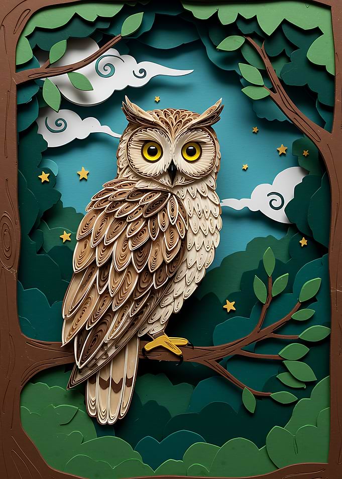Quilled Owl in Forest