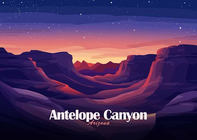 Antelope Canyon Arizona Landscape Illustration