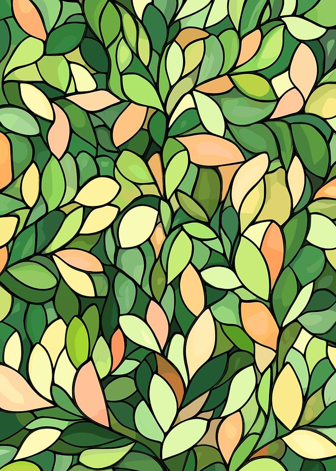 Leaf Pattern Stained Glass Style