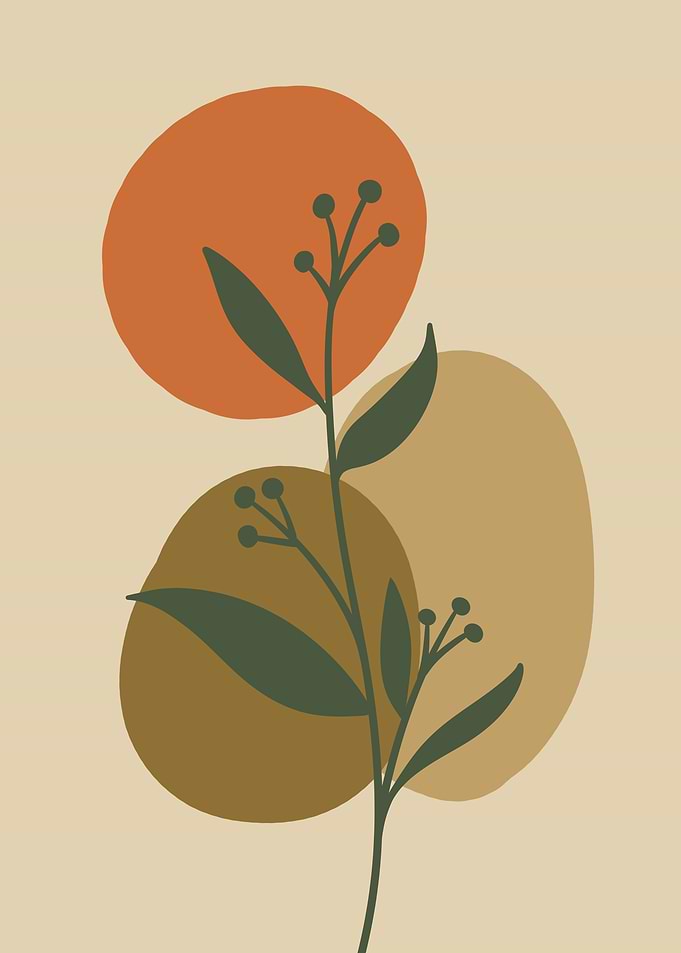 Minimalist Floral Art with Geometric Shapes