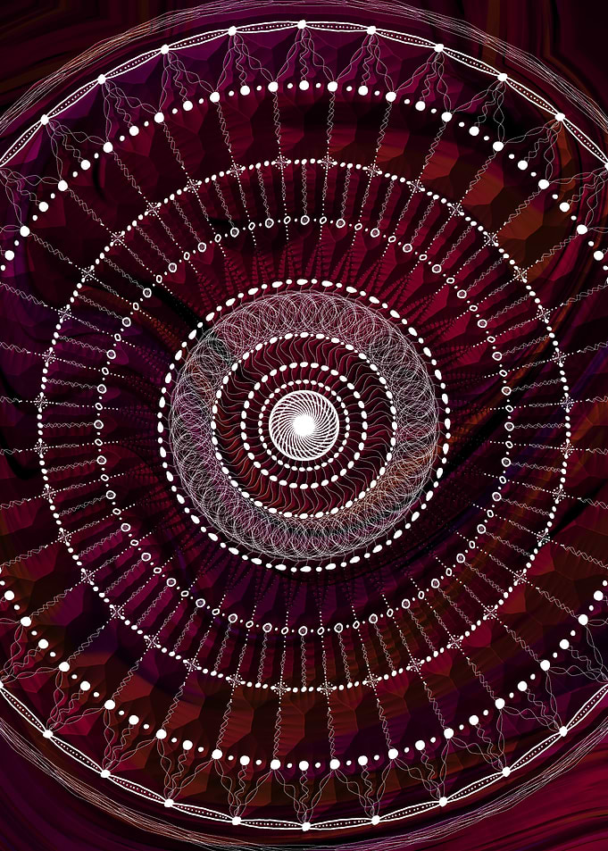 Abstract Circular Pattern in Burgundy