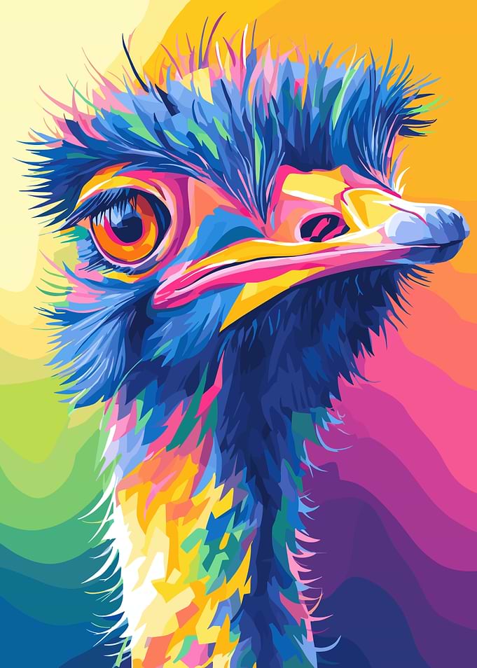 Colorful Emu Portrait