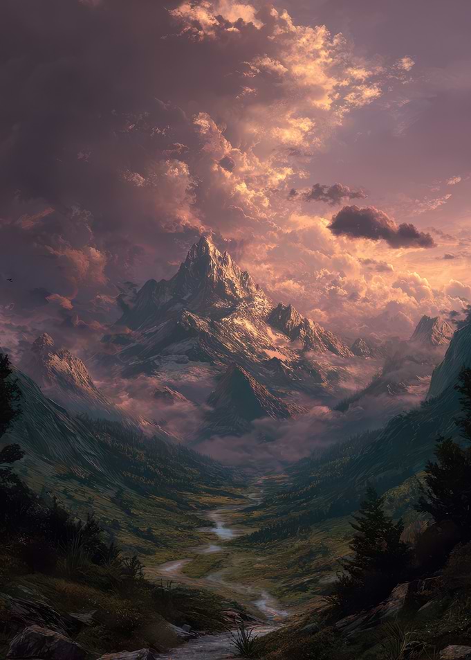 Majestic Mountain Landscape at Sunset