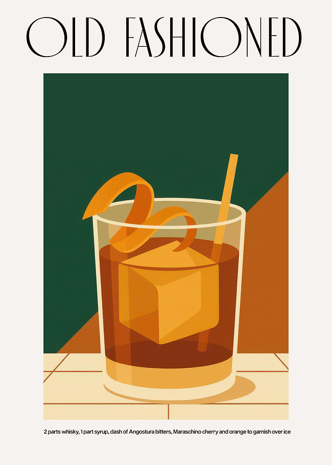 Old Fashioned Cocktail Illustration