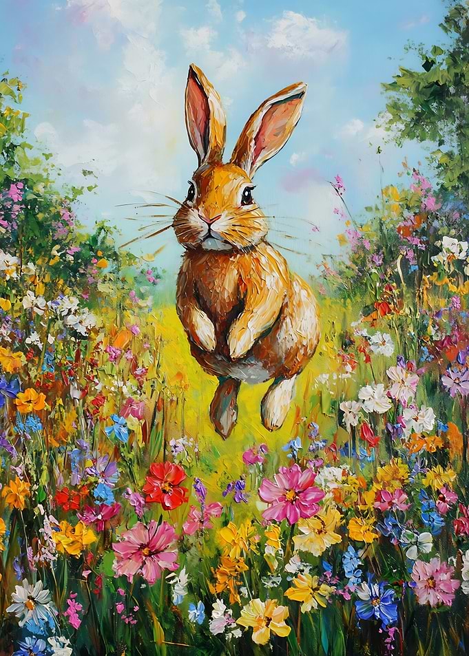 Rabbit in a field of flowers