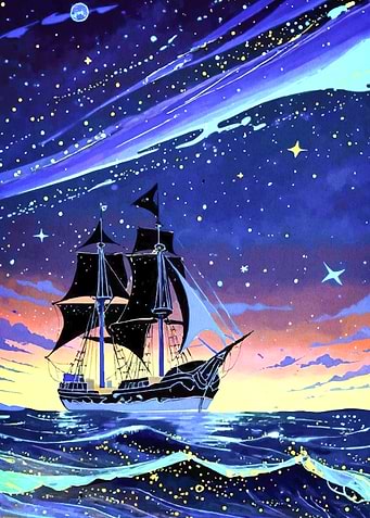 Pirate Ship Starry Sky