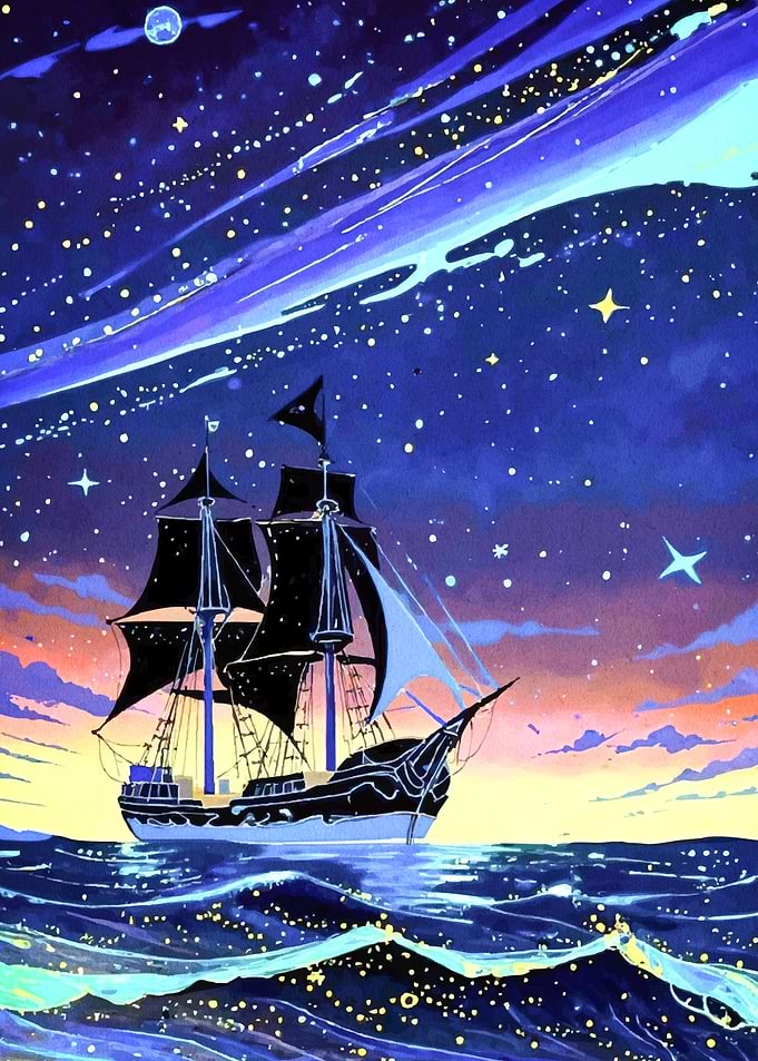 Pirate Ship Starry Sky