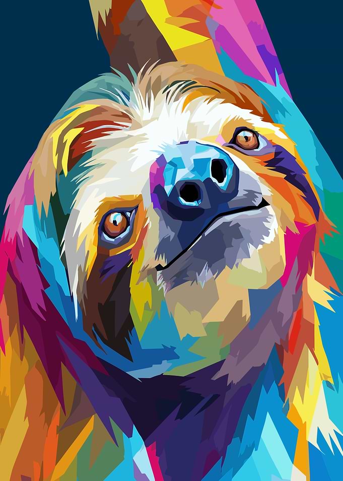 Colorful Sloth Portrait