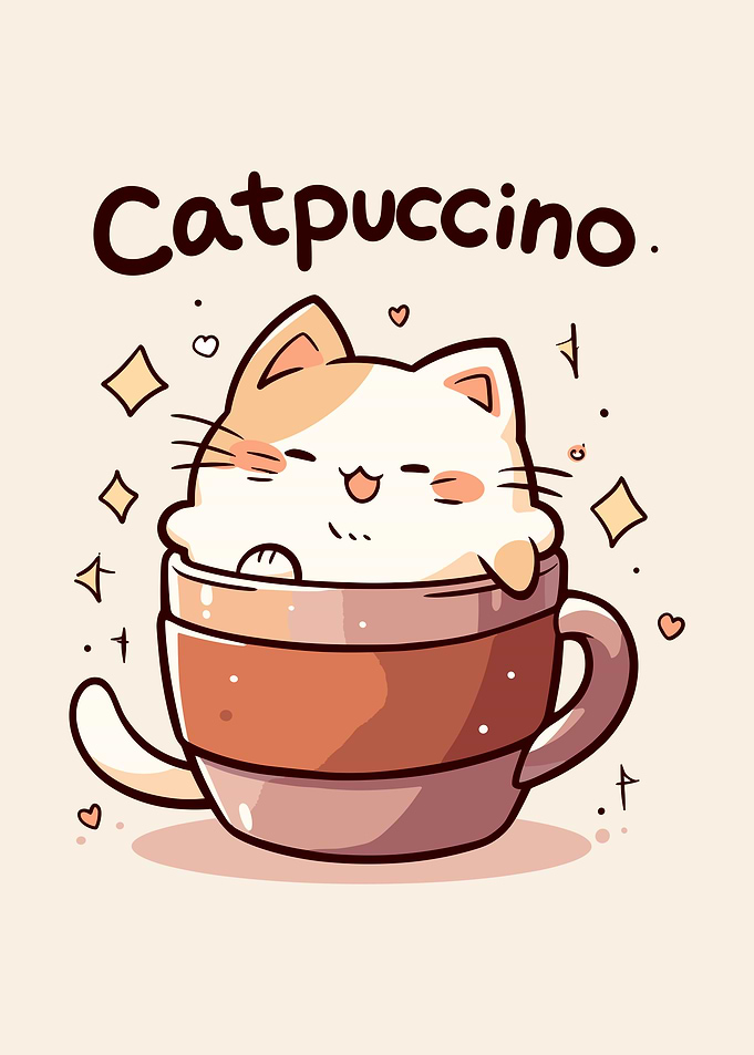 Catpuccino Cute Cartoon