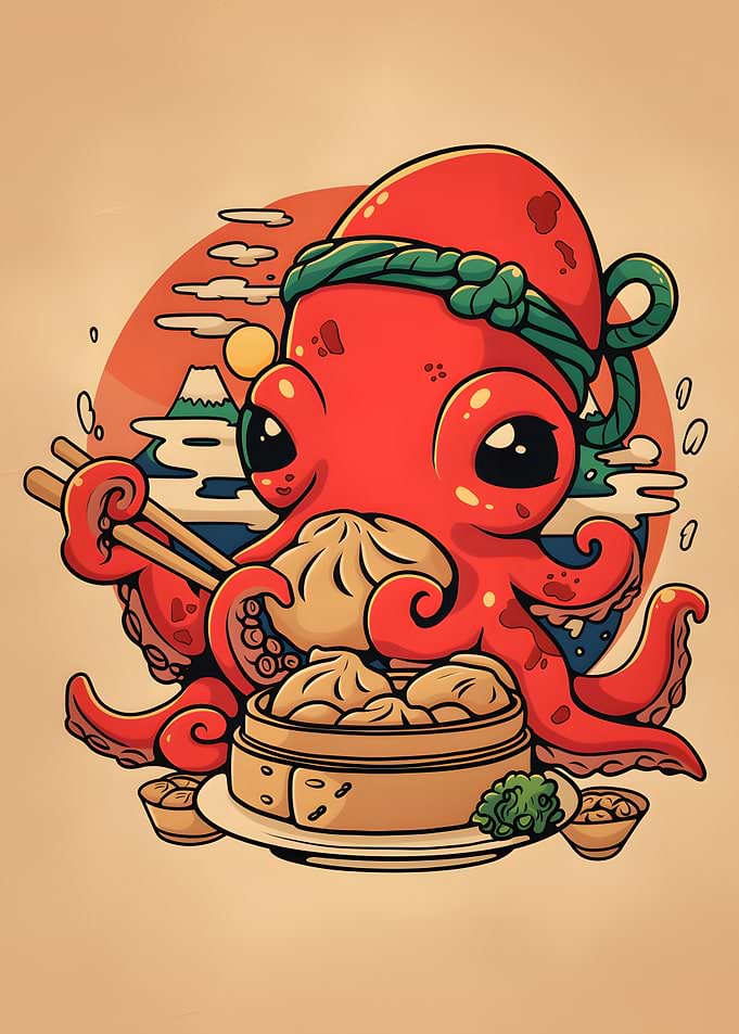Octopus with Dumplings and Japanese