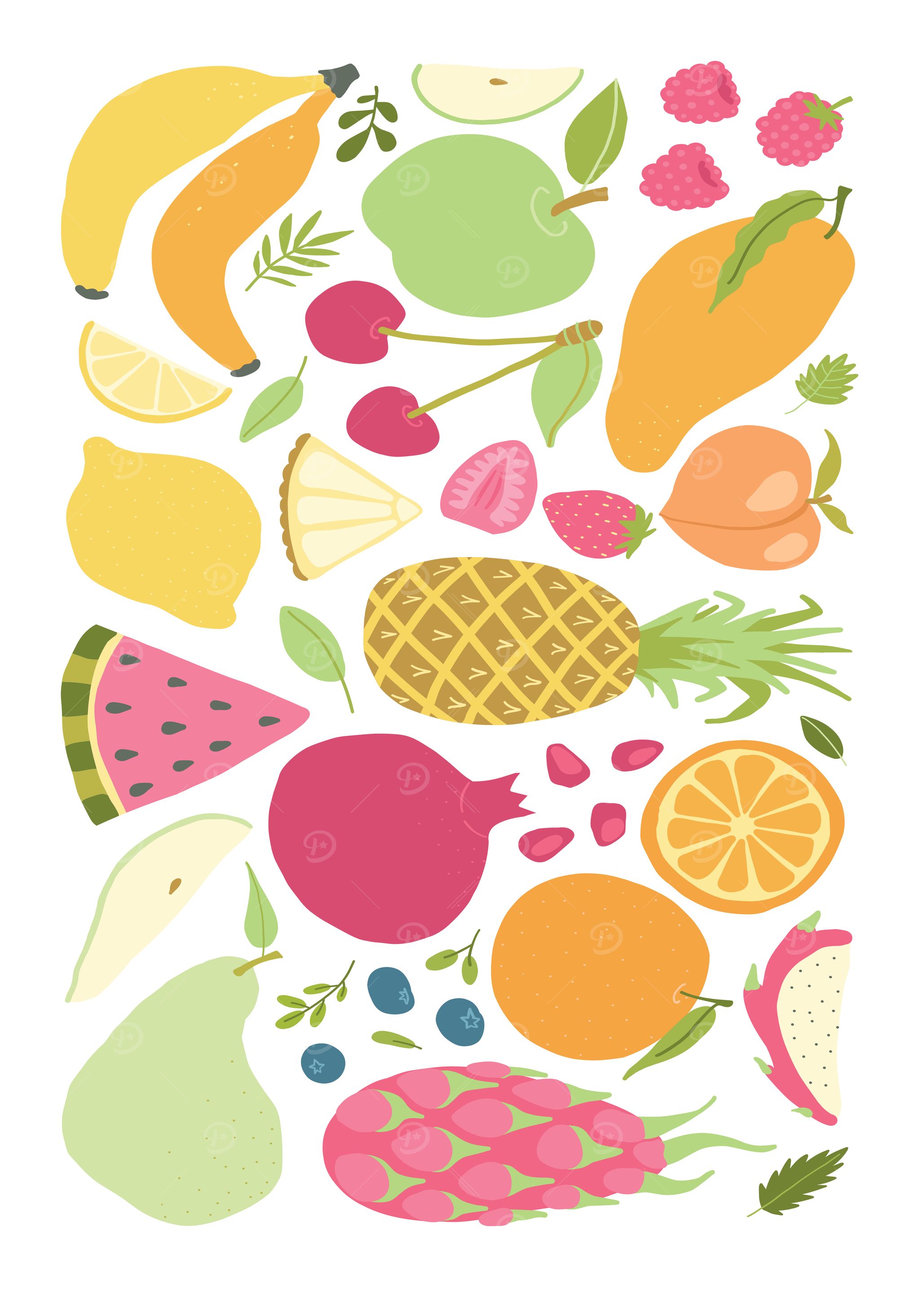 Colorful Assortment of Fresh Fruits