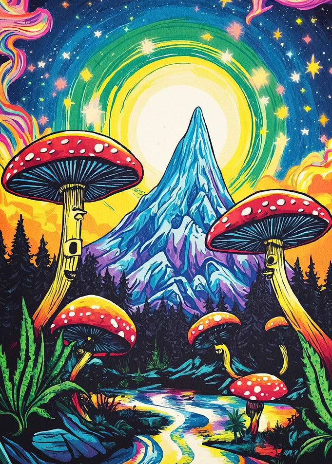 Psychedelic Mushroom Landscape