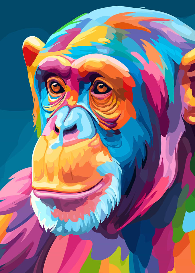 Colorful Chimpanzee Portrait