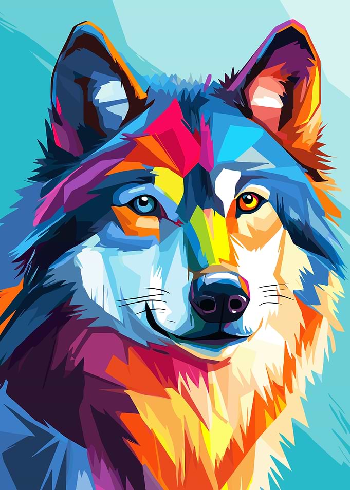 Colorful Wolf Portrait