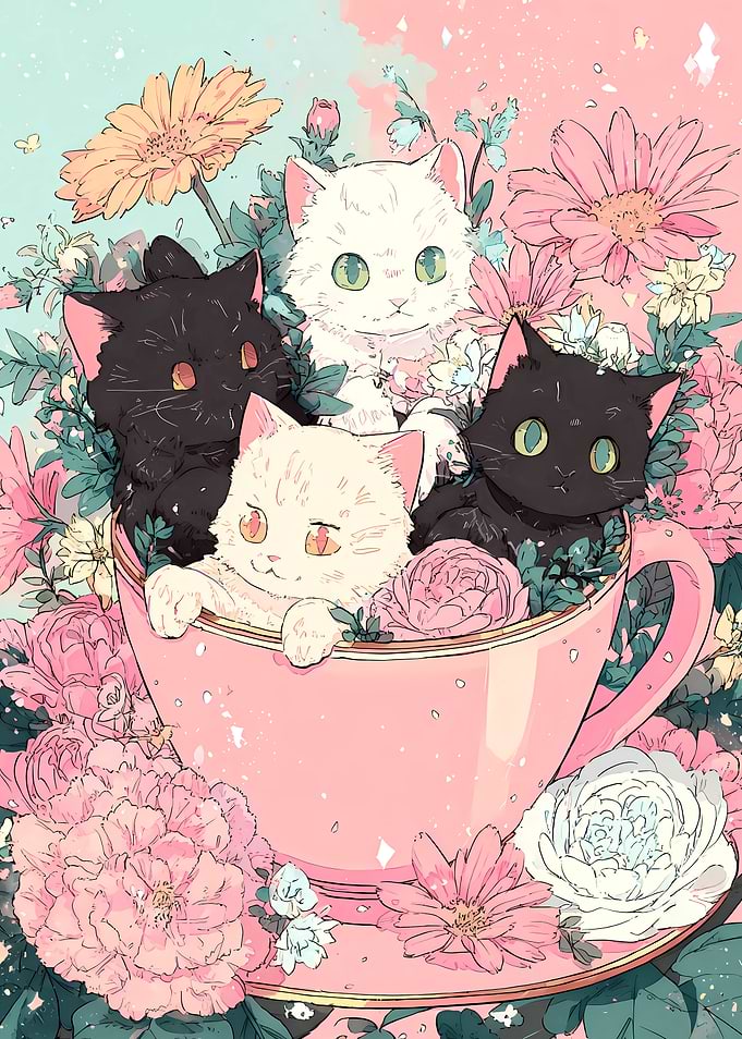 Cute Kittens in a Teacup