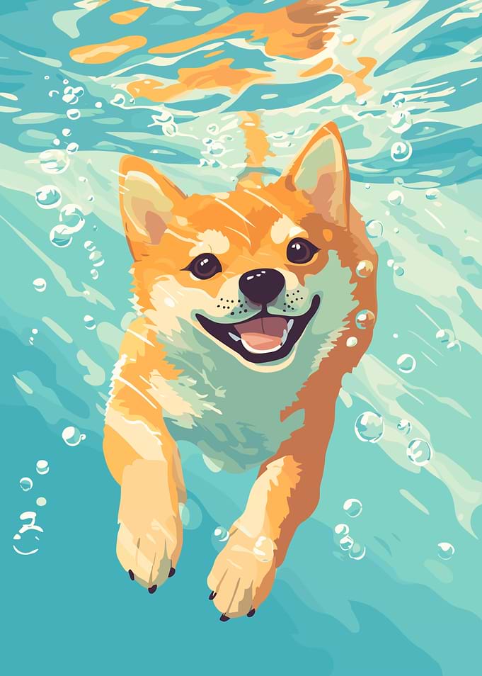 Shiba Inu Swimming Underwater