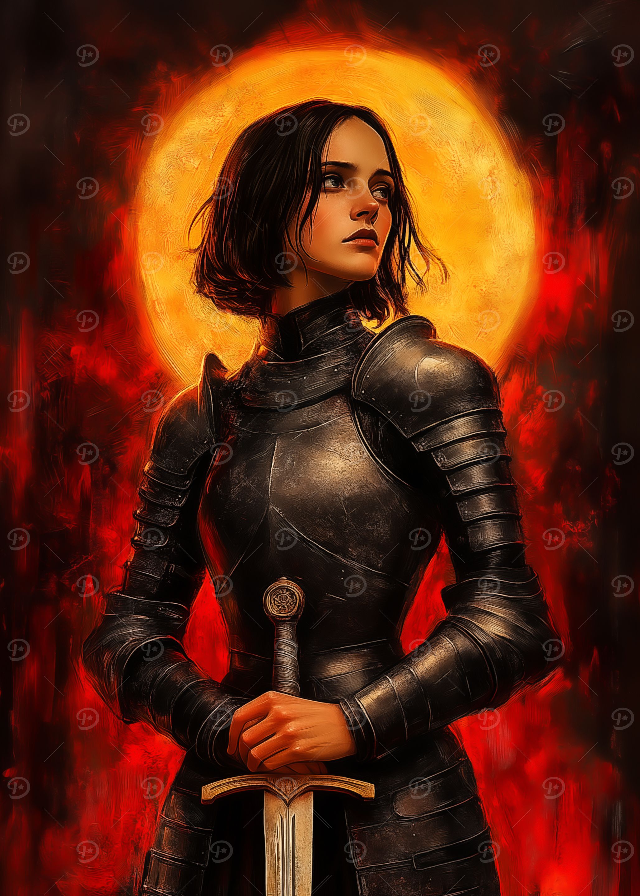Joan of Arc - Maid of Orleans with Sword and Armor
