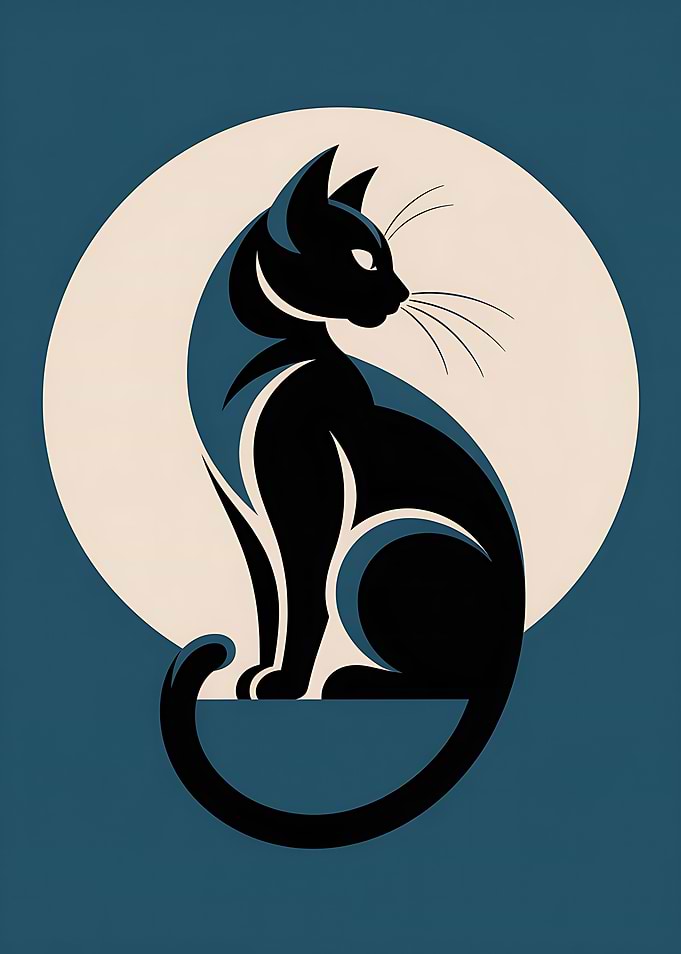 Stylized Black Cat Silhouette