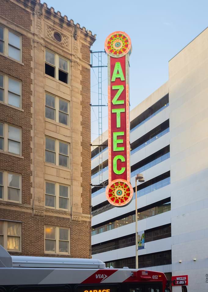 Aztec Theater Sign in San Antonio