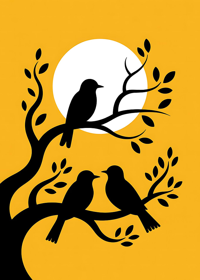 Birds on a Tree Silhouette
