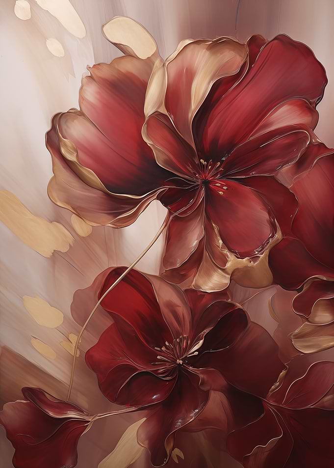 Elegant Red and Gold Flora