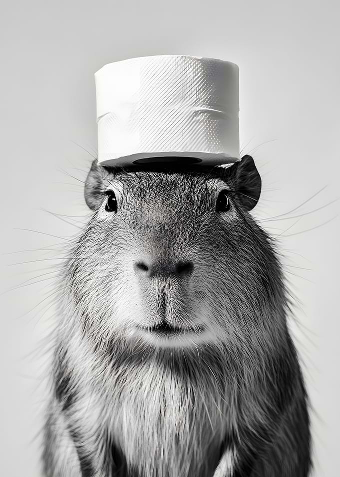 Capybara with Toilet Paper Hat