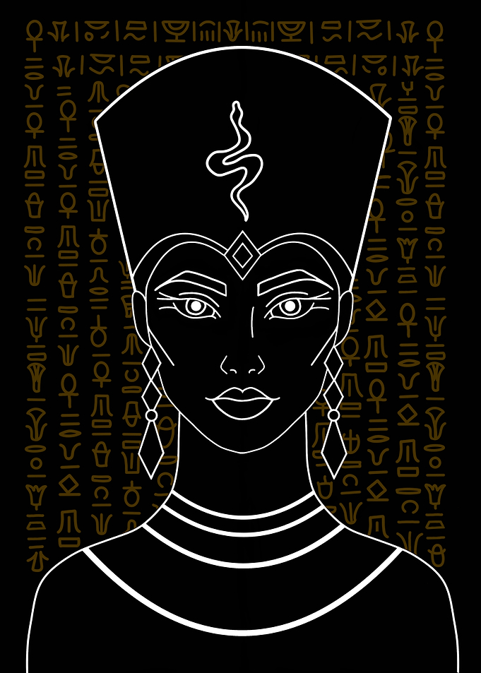 Nefertiti Line Art - Hieroglyphic Art Design