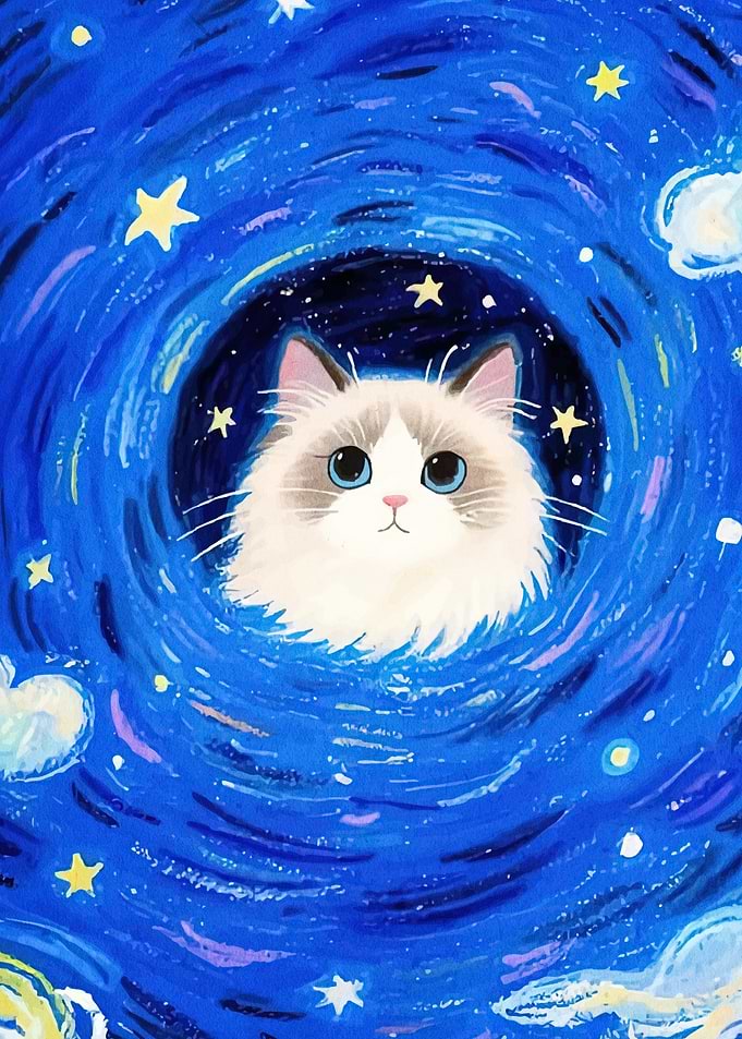Cat Starry Night