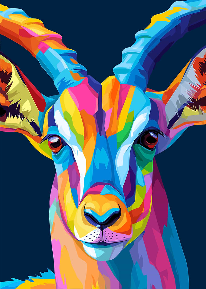 Colorful Gazelle Pop Art Portrait